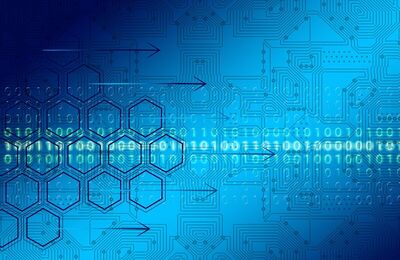 lines of codes and hexagons